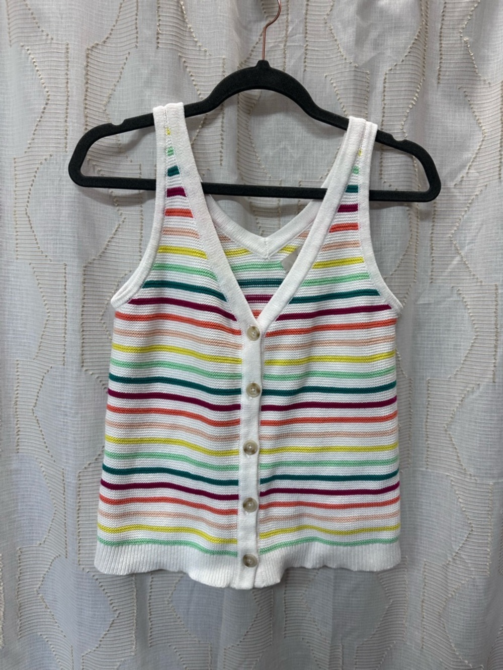 Rainbow Striped V-Neck Knit Tank